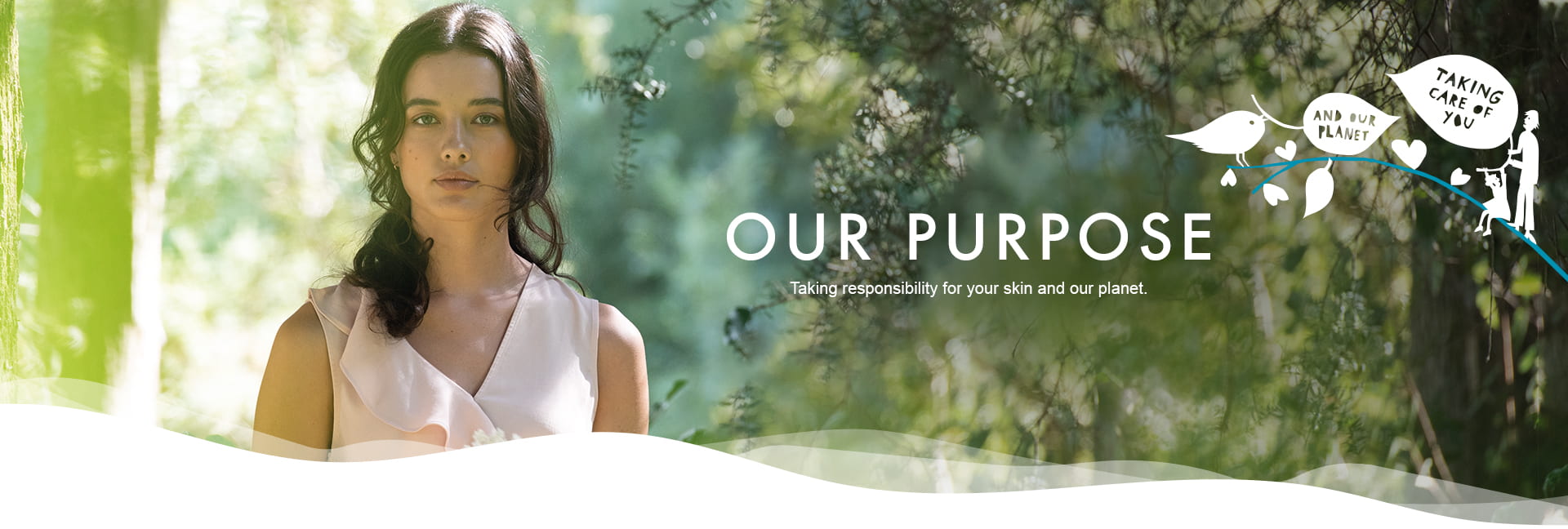 a beautiful girl looking ahead in the middle of a forest